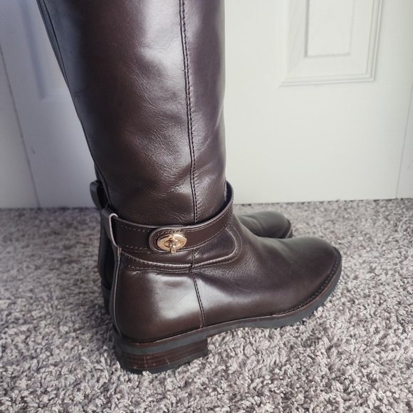 Coach Knee High Brown Leather Boots 7.5B - Picture 6 of 16